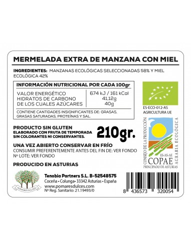 Mermelada Extra de Manzana con Miel ECO