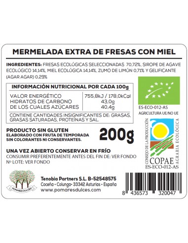 Mermelada Extra de Fresas con Miel ECO