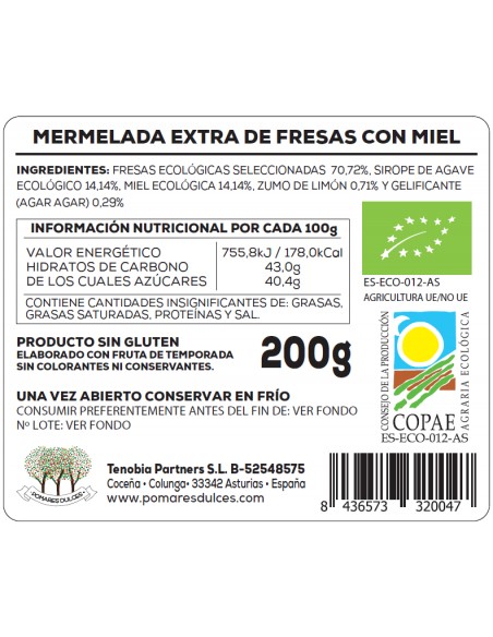Mermelada Extra de Fresas con Miel ECO